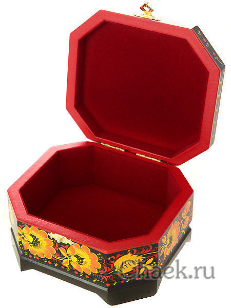 Деревянная шкатулка с хохломской росписью 120Х100, арт. 102