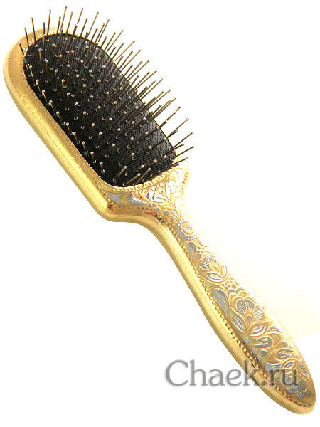 Расческа с гравюрой Златоуст "Цветы" арт.5 в подарочном футляре из дерева