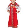 Русский народный сарафан "Дуняша" для девочки хлопковый красный сарафан и блузка 7-12 лет
