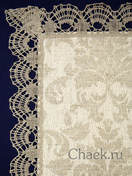 Салфетка серая с серым кружевом и кружевной отделкой арт. 7нхп-755, 115х65