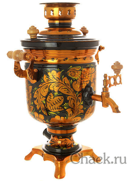 Электрический самовар 3 литра с художественной росписью "Золотая хохлома", арт. 110357