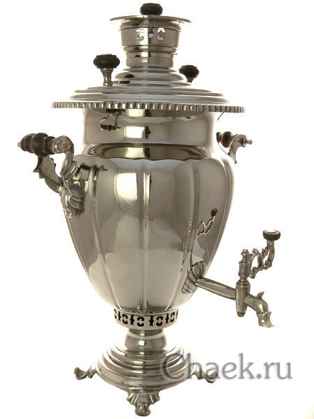 Угольный никелированный самовар 6 литров полуяйцо фабрика наследников Е.А.Баташева, арт. 470604