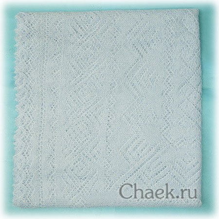 Оренбургский пуховый платок, голубой, арт. А 140-04