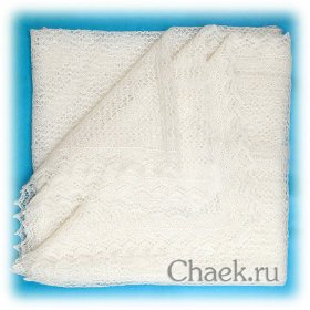 Оренбургский пуховый платок, паутинка белая, арт. 1С314 (А150-01)
