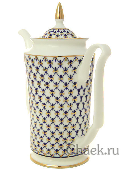 Кофейник форма Юлия рисунок Кобальтовая сетка Императорский фарфоровый завод