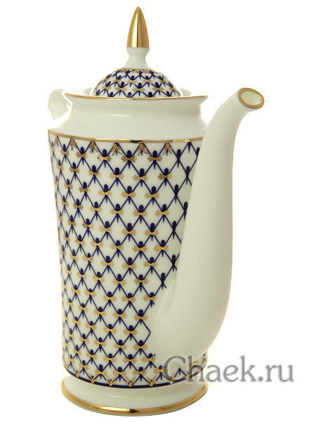 Кофейник форма Юлия рисунок Кобальтовая сетка Императорский фарфоровый завод