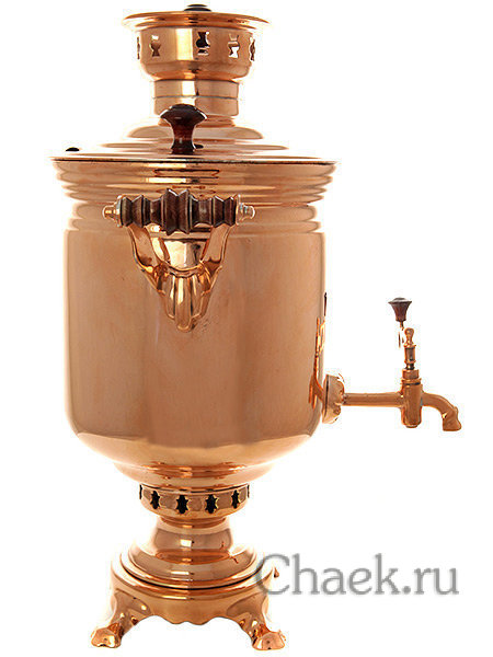 Угольный самовар 5 л цилиндр с медным покрытием