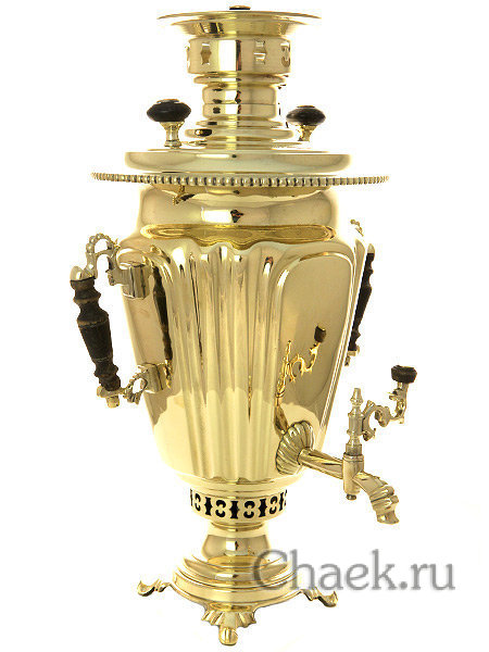 Угольный самовар 3 литра желтый конус с цыганскими ручками, арт.  450126