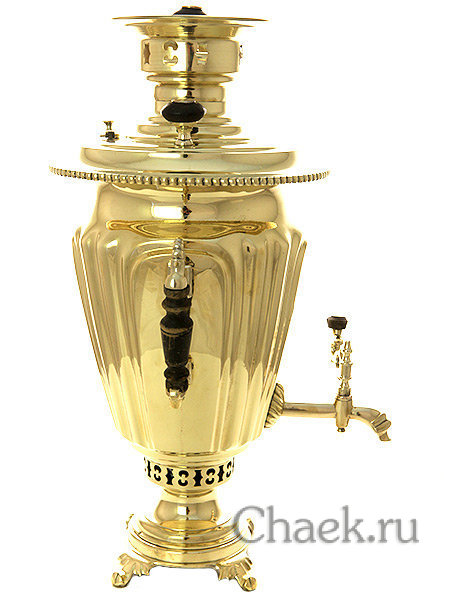 Угольный самовар 3 литра желтый конус с цыганскими ручками, арт.  450126