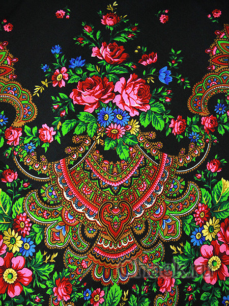 Шерстяной Павлопосадский платок "Душевный разговор", 125*125 см, арт. 1113-18