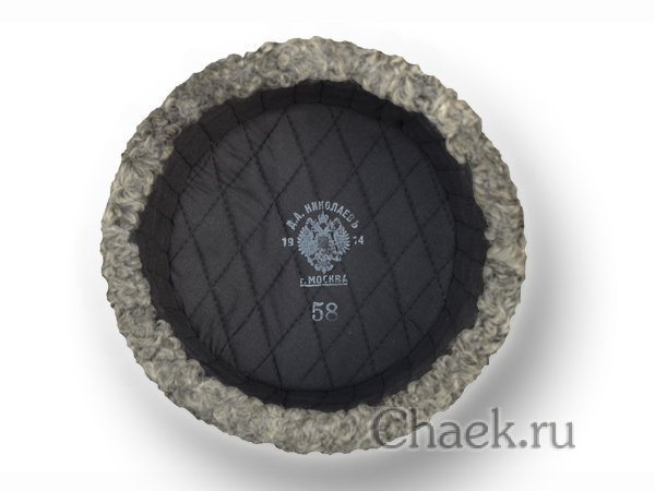 Кубанка станично-бытовая натуральный серый каракуль с серебряным галуном