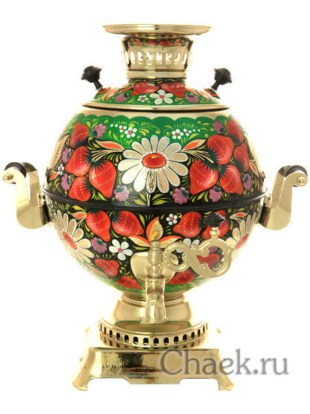 Набор самовар электрический 5 л с росписью "Ромашки на зеленом фоне" арт.103563