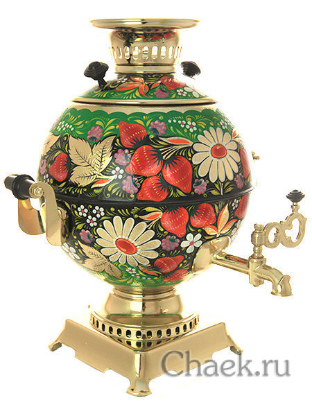 Набор самовар электрический 5 л с росписью "Ромашки на зеленом фоне" арт.103563