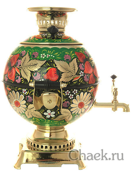 Набор самовар электрический 5 л с росписью "Ромашки на зеленом фоне" арт.103563